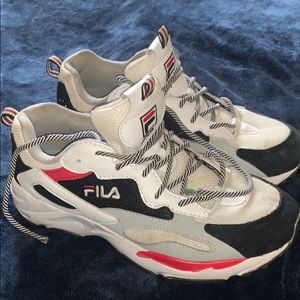 Black, Red, and White chunky Filas